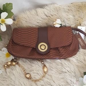 NWT🌟Vintage Ebisu🍂Brown Croc Casual Wristlet Clutch